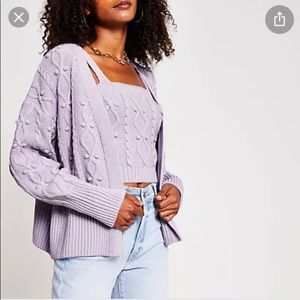 River Island lilac knit cardigan and bralette